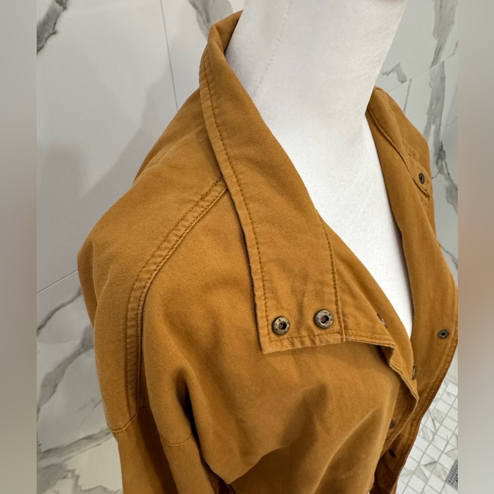 A Love's A Versatile Women's Brown Tan Button Up Tie Waist Utility Jacket - Picture 3 of 10